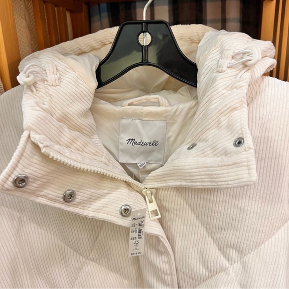 NWT Madewell Cream Corduroy Holland Quilted Puffer Parka Jacket sz 1X - Picture 4 of 17